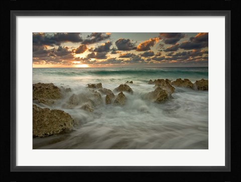 Framed Cayman Islands, Waves near George Town, sunset, beach Print