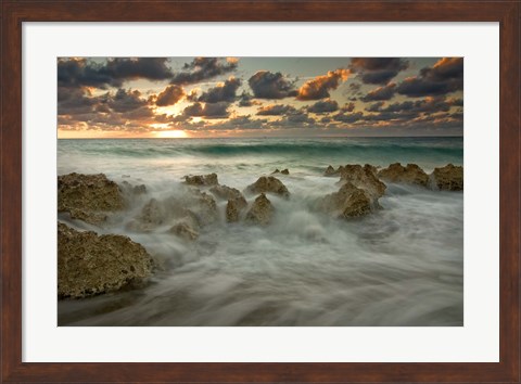 Framed Cayman Islands, Waves near George Town, sunset, beach Print