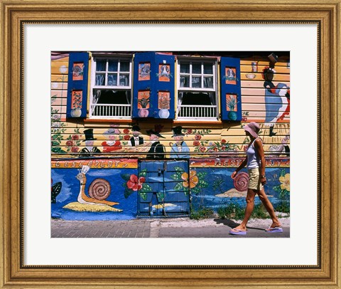 Framed L&#39;Escargot Restaurant in Philipsburg, St Martin, Caribbean Print