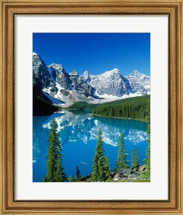 Framed Wenkchemna Peaks and Moraine Lake, Banff NP, Alberta, Canada Print