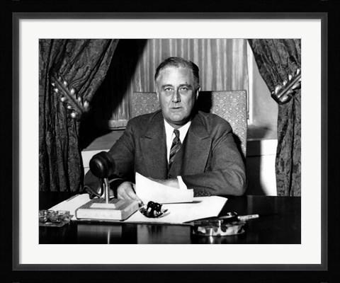 Framed World War Two photo of President Franklin Delano Roosevelt Print