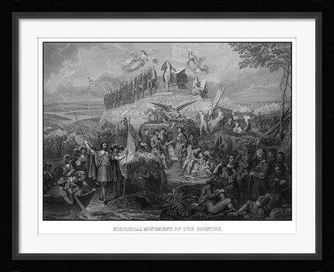 Framed Christopher Columbus Arriving in America Print