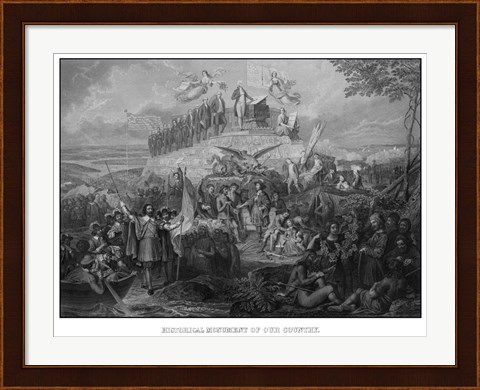 Framed Christopher Columbus Arriving in America Print