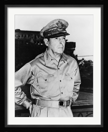 Framed Douglas MacArthur (black &amp; white) Print