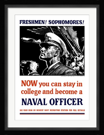 Framed US Naval Officer with Binoculars (WWII) Print