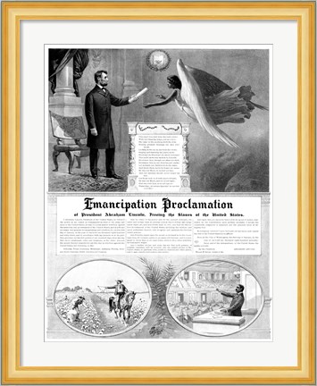 Framed President Abraham Lincoln and the Emancipation Proclamation Print