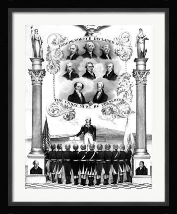 Framed First Eight Presidents of The United States Print