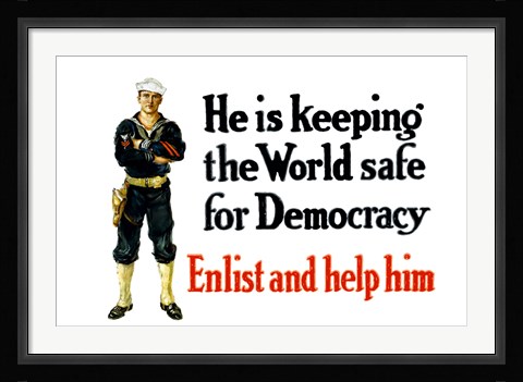 Framed Enlist and Help Him - Navy Sailor Print