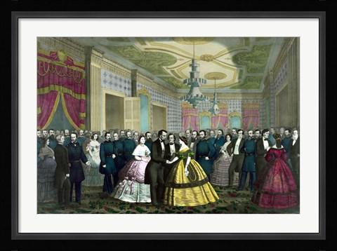 Framed President Abraham Lincoln and Wife at Their Last Reception Print