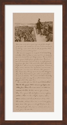 Framed President Abraham Lincoln and Gettysburg Address Print