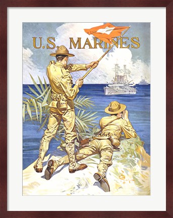 Framed WWI - Two Marines on the Beach Print