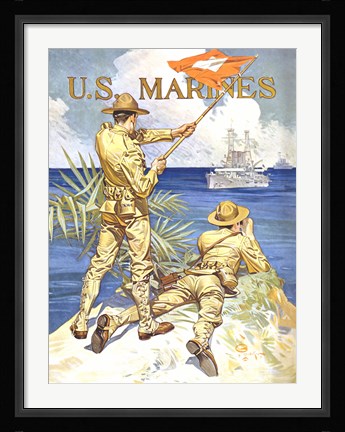 Framed WWI - Two Marines on the Beach Print