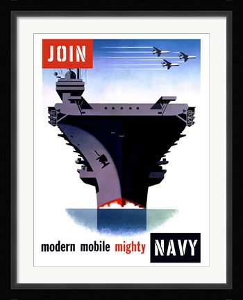 Framed Modern, Moblie, Mighty, Navy Print