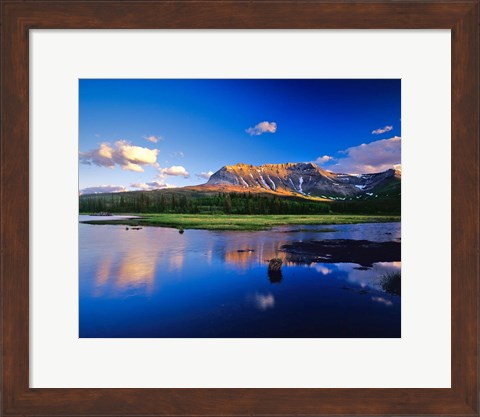 Framed Sofa Mountain Reflects in Beaver Pond, Wateron Lakes National Park, Alberta, Canada Print