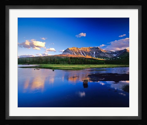 Framed Sofa Mountain Reflects in Beaver Pond, Wateron Lakes National Park, Alberta, Canada Print