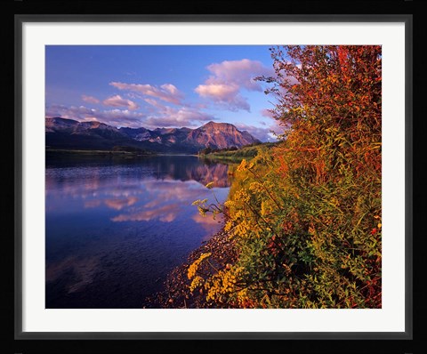 Framed Maskinonge Lake with mountains in the background, Waterton Lakes National Park, Alberta Print
