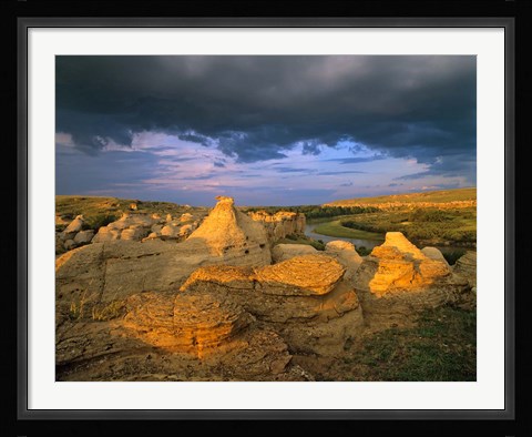 Framed Milk River, Writing on Stone Provincial Partk, Alberta Print