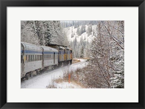 Framed Via Rail Snow Train Between Edmonton &amp; Jasper, Alberta, Canada Print