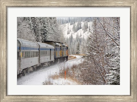 Framed Via Rail Snow Train Between Edmonton &amp; Jasper, Alberta, Canada Print