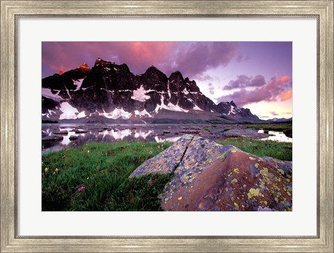 Framed Ramparts Viewed in Reflection, Tanquin Valley, Jasper National Park, Alberta, Canada Print