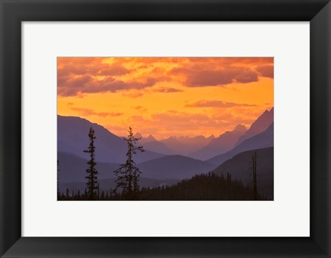 Framed Alberta, Baniff NP, Sunset on Mountain ridges Print