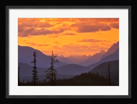 Framed Alberta, Baniff NP, Sunset on Mountain ridges Print