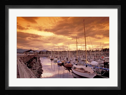Framed Boats at Sunset, Comox Harbor, British Columbia Print