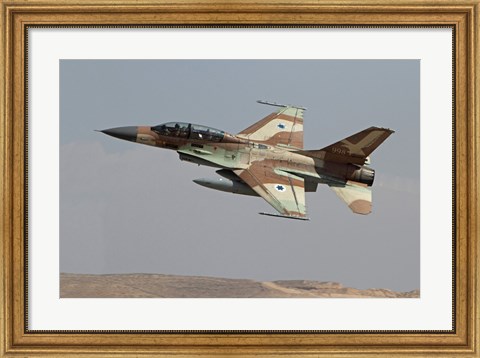Framed F-16B Netz of the Israeli Air Force in flight over Israel Print