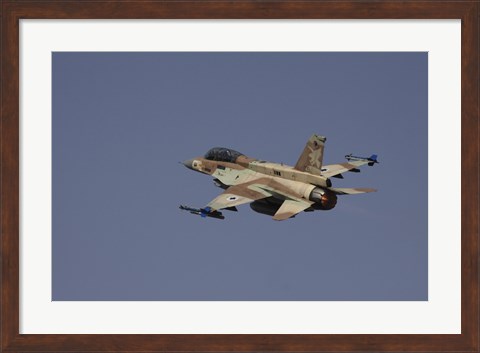 Framed F-16D Barak of the Israeli Air Force flying over Israel Print