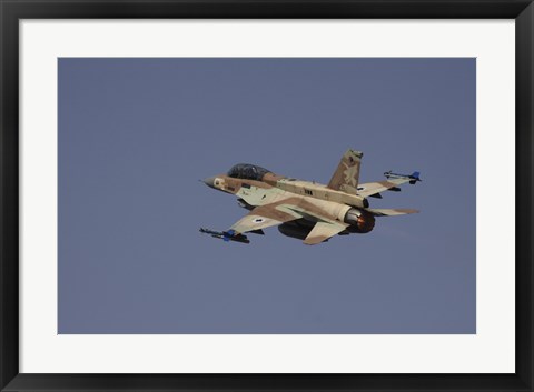 Framed F-16D Barak of the Israeli Air Force flying over Israel Print