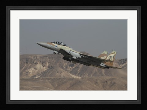Framed F-15I Ra'am of the Israeli Air Force takes off from Ovda Air Force Base Print