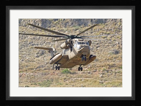 Framed CH-53 Yasur 2000 of the Israeli Air Force landing in the field Print