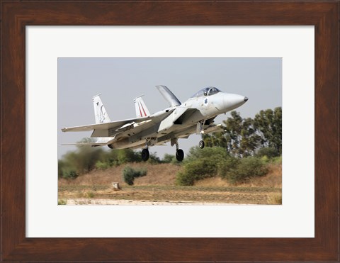 Framed F-15C Baz of the Israeli Air Force landing at Tel Nof Air Force Base Print