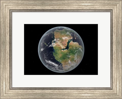 Framed Western hemisphere of the Earth during the Early Jurassic period Print