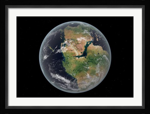 Framed Western hemisphere of the Earth during the Early Jurassic period Print
