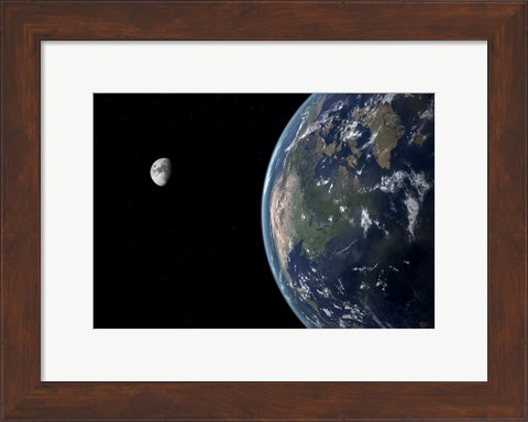 Framed View of North America with rise in sea level 330 feet above average Print