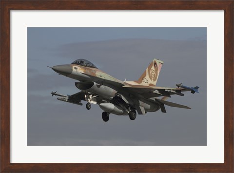 Framed F-16C Barak of the Israeli Air Force prepares for landing Print