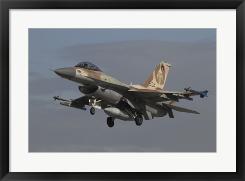 Framed F-16C Barak of the Israeli Air Force prepares for landing Print