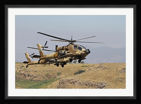 Framed Two AH-64A Peten attack helicopters of the Israeli Air Force Print