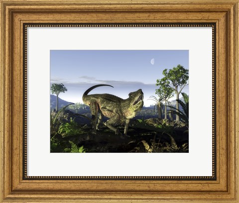 Framed archosaur of the genus Postosuchus wanders in a prehistoric landscape Print
