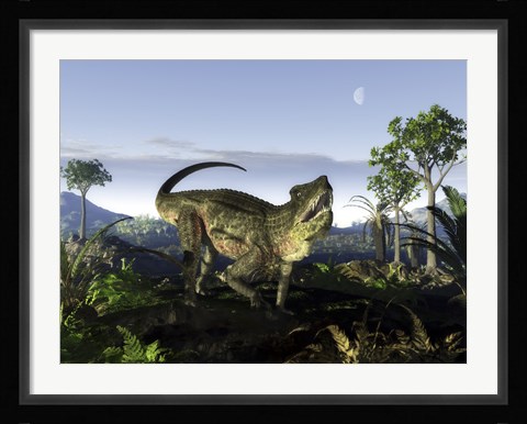 Framed archosaur of the genus Postosuchus wanders in a prehistoric landscape Print