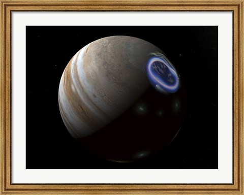 Framed Artist&#39;s concept of an aurora on Jupiter&#39;s north pole Print