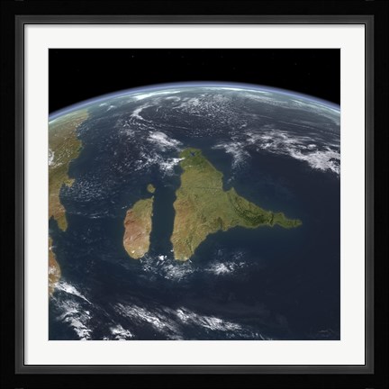 Framed View of the Indian subcontinent during the Late Cretaceous period Print