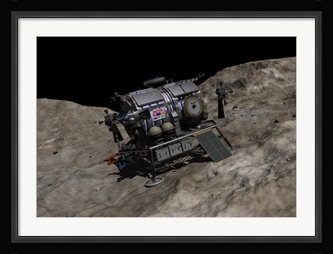 Framed manned Asteroid Lander on the surface of an asteroid Print