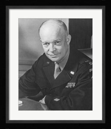 Framed WWII Photo of General Dwight D Eisenhower Print