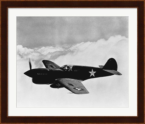 Framed World War II  P-40 Fighter Plane Print