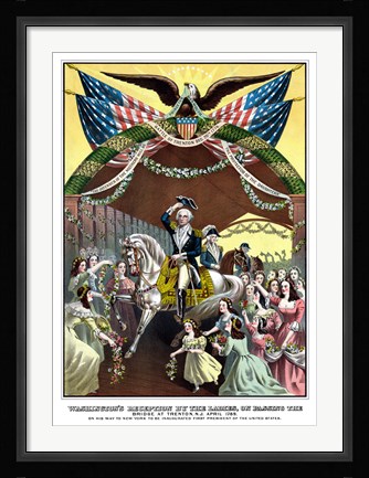 Framed General George Washington on Horseback (color) Print