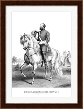 Framed President James Garfield on Horseback Print