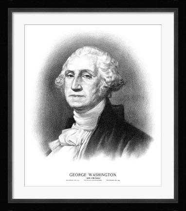 Framed Bust of President George Washington Print