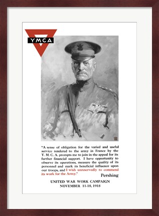 Framed General John Pershing, YMCA Print